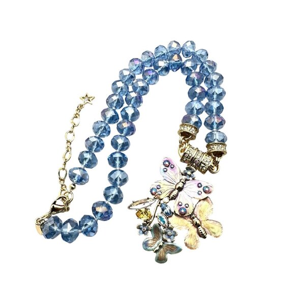 Kirks Folly Womens Necklace Crystal Magnetic Enhancer Forget Me Not Butterfly - Picture 2 of 3